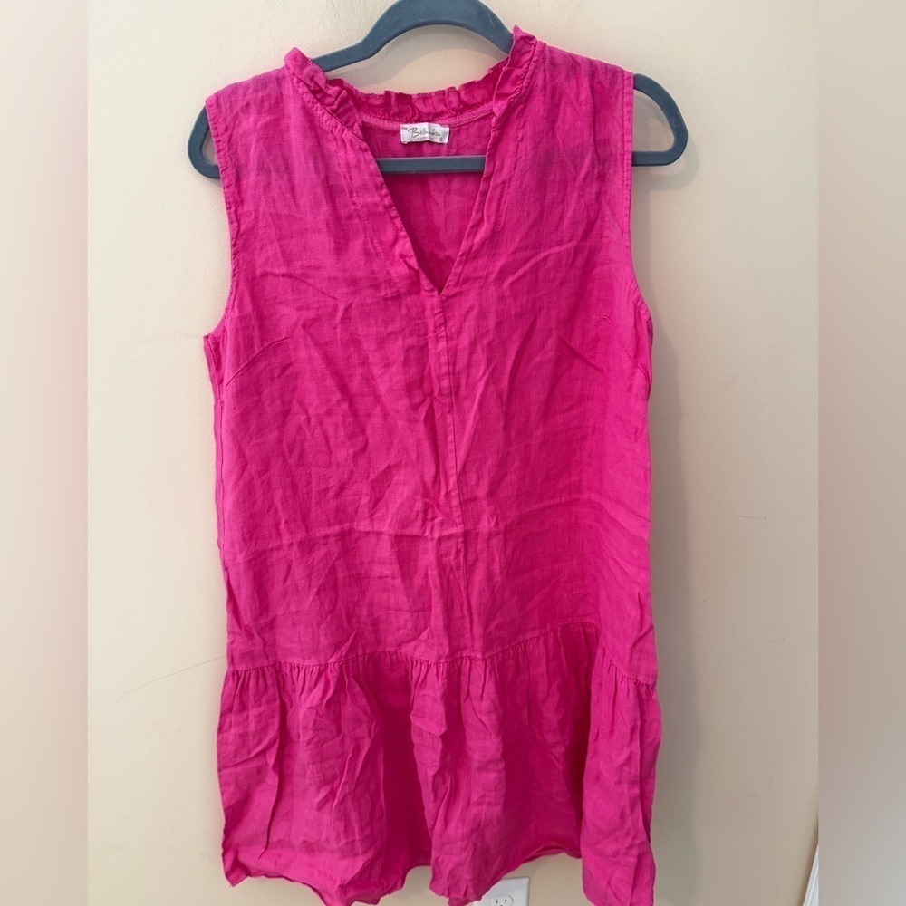 Bellambia Dress drop waist pink Linen - Made in Italy - Size S lagenlook
